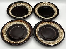 Lot of 4 Pfaltzgraff Gourmet Brown Drip Glazed 6 1/2" Coffee Cup Saucer MCM VTG