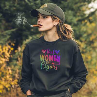 Real Women Smoke Cigars Sweatshirt Funny Unisex Smoking Shirt Cigar Style Co.