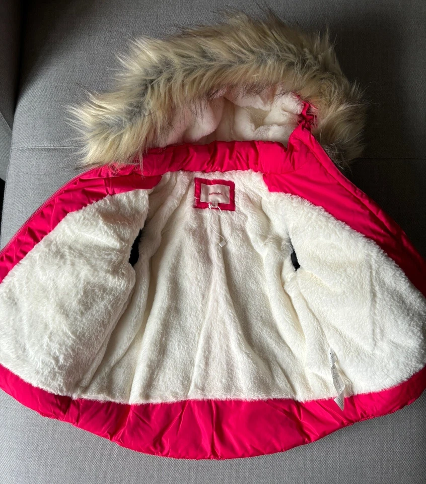 Chaqueta de Invierno Catimini Niñas Rosa Piel Desmontable De Capucha Talla 3 Foto 2 de 4