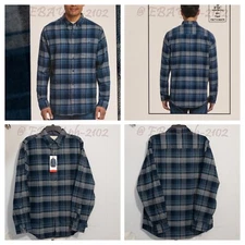 Blue NWT Men's Long Sleeve Flannel Shirt Weatherproof Vintage