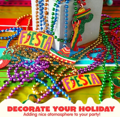 12 PCS Cinco de Mayo Fiesta Necklaces Bead-Mexican Birthday Party Favors Supplie - Imagen 4 de 8