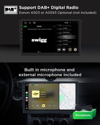 CAM+OBD+DVR+10.1" ANDROID 13 DOUBLE 2 DIN CAR STEREO RADIO Navigation CarPlay FM - Picture 14 of 19