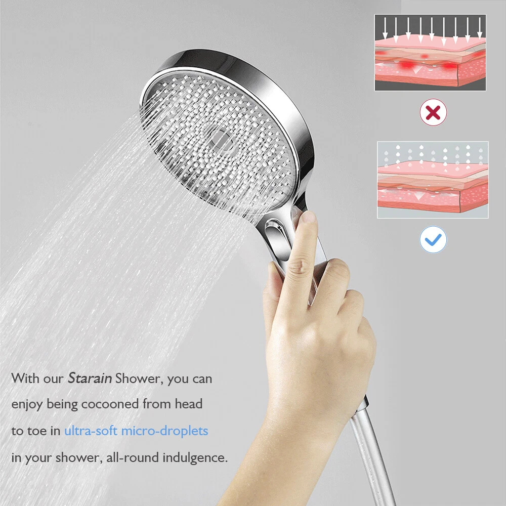 Decaura Luxury Large Handheld Shower Head with Hose 3-Mode Rainfall H-Pressure