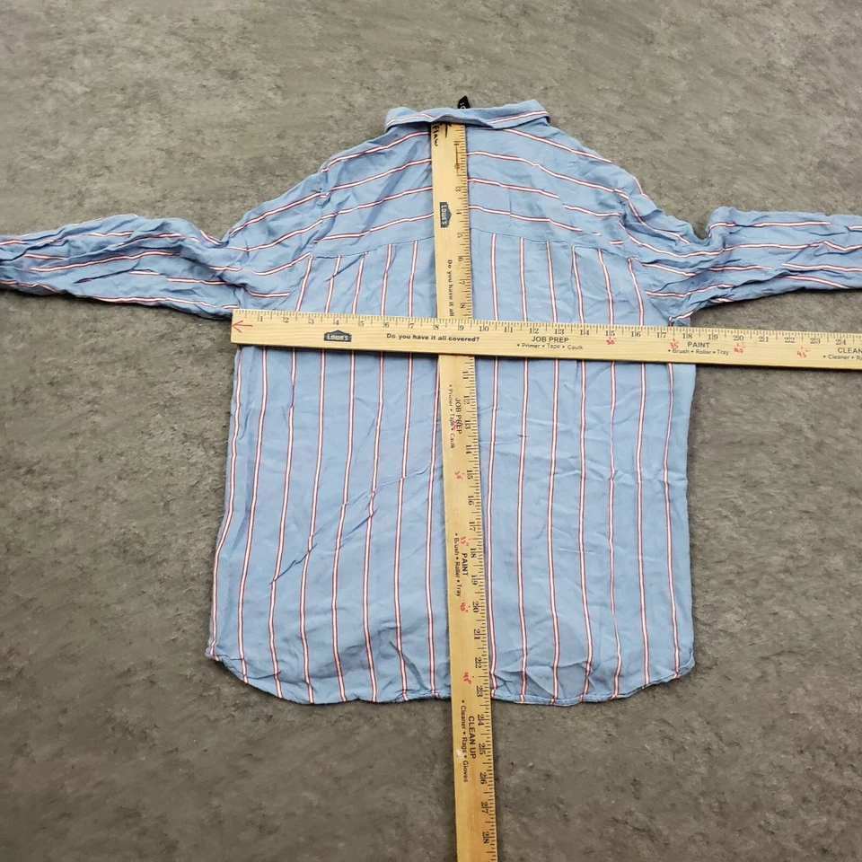 Camisa H&M Mujer 2 Blusa Azul Abotonada Manga Larga Rayas Cuello Damas * Foto 4 de 4