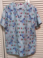 Disney Scrub Top Eeyore V-Neck Medical Nurse Women's Think Merry Medium 8/10