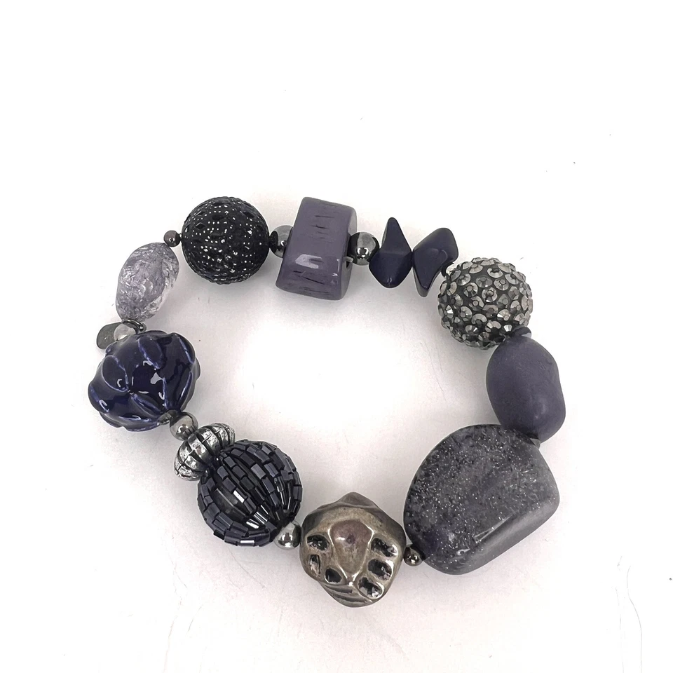 Pulsera elástica de colección púrpura lavanda con cuentas de vidrio 9" bohemia Otreska gruesa Foto 3 de 4