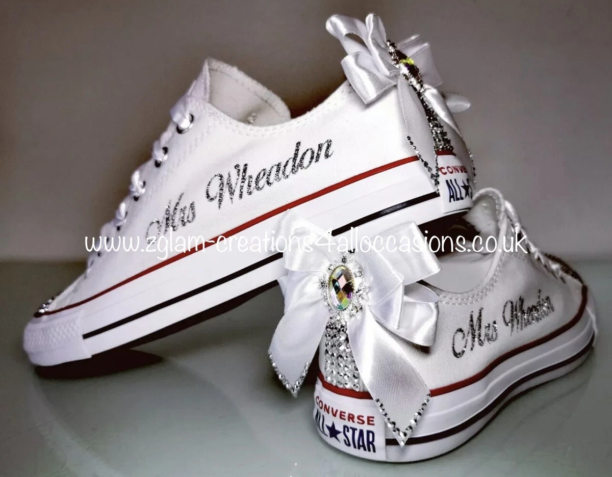 personeelszaken De Alpen belangrijk Personalised Crystal Bling Sparkle Converse Canvas Wedding Bridal Trainers | eBay personeelszaken De Alpen belangrijk Personalised Crystal Bling Sparkle Converse Canvas Wedding Bridal Trainers | eBay