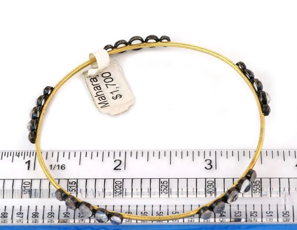 Elegant Moonstone 14k Yellow Gold Silver Set of 4 Bangles LIQUIDATION - Image 4 of 4