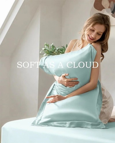 Sábana plana 100 % seda morera para cama doble queen king sábana superior color liso - Imagen 19 de 35