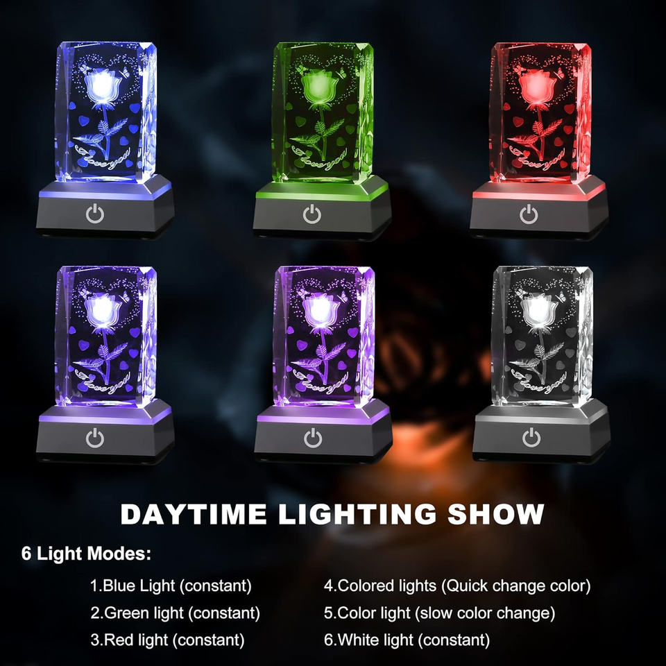 3D Rose Crystal Valentines Day Gifts for Her, Birthday Anniversary