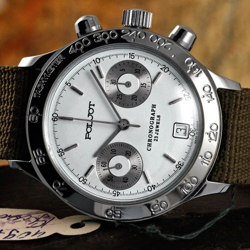 Poljot Chronograph 3133 "Standard" Watch Mechanical NOS 1990s Russia Vintage