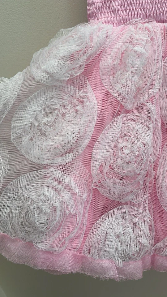 Vestido rosa con correa de espagueti rosa Ooh La La Couture con lazo rosa talla 6X/7 usado en excelente estado Foto 3 de 4