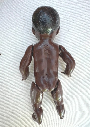 VINTAGE 9cm BLACK FRENCH CELLULOID BABY DOLL PETITCOLLIN - Picture 5 of 6