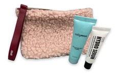 Ipsy Glam Bag Limited Edition Dec 2020 Pink Fuzzy Makeup Cosmetic Pouch Extras