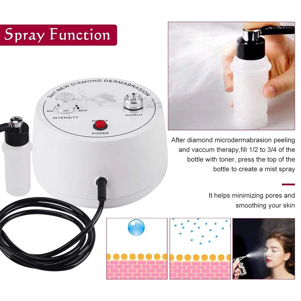 3in1 Diamond Machine Facial Care Machine Microdermabrasion Device Vacuum Spray - Image 3 of 4