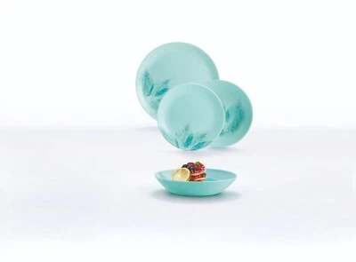 SET 18 PIATTI ARPEGIO TURQUOISE LUMINARC - SERVIZIO IN VETRO OPALE TEMPERATO