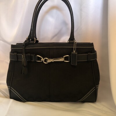 Coach Signature Black Hampton Belted Handbag 8K06. | eBay