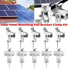 Solar Panel Rail Bracket Mounting Flat Roof Yacht RV Mount End/Middle Clamp Kit