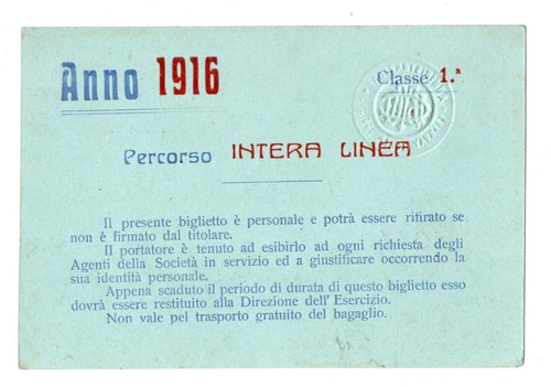 LINEA TRAM A VAPORE TRANVIA MONZA-BARZANO'-OGGIONO 1916 CARTA DI CIRCOLAZIONE - Picture 3 of 3