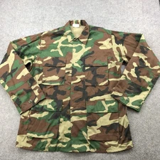 Woodland Camo BDU Jacket Mens Large Regular Military Field Coat 4 Pocket Army