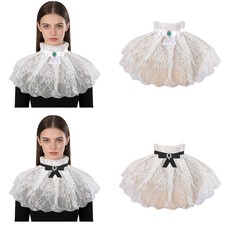 1Pcs Ruffled Lace Neck Collar w/Rhinestones Tulle Layered Victorian Fake Collars