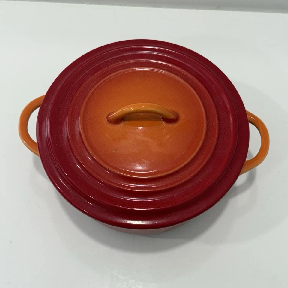 90th Anniversary LE CREUSET 20 Oz Flame Stoneware Cocotte NWT Limited Edition - Image 4 of 4