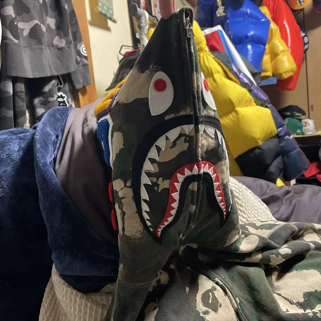 A BATHING APE (BAPE) Parka con cappuccio BAPE M squalo come nuovo raro scimmia