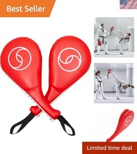 2 Pack Red Martial Arts Kick Pads - 15 x 2.5 x 7.5 in for Kickboxing  Taekwondo