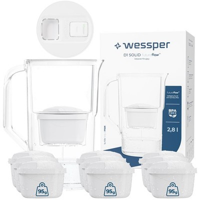 Wasserfilter Kanne Kunststoff 2,8 L Wessper D1 SOLID FutureFlow 10 Kartuschen