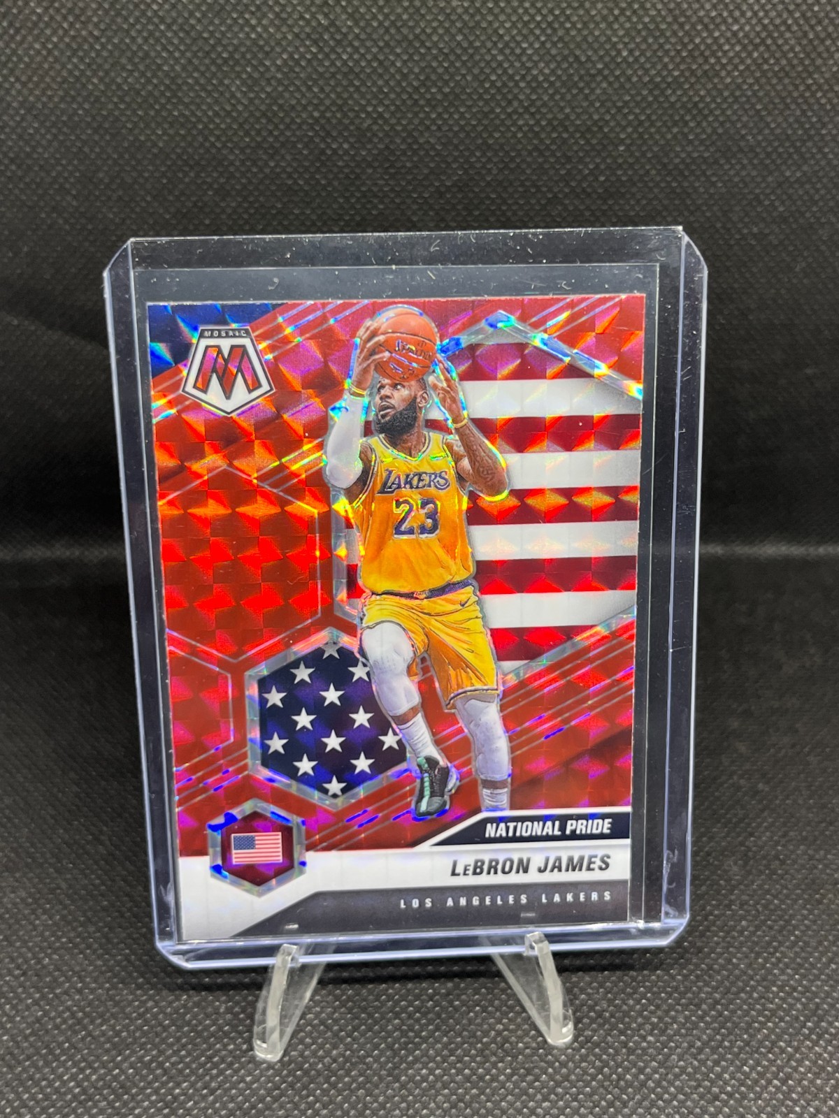2020-21 Panini Mosaic National Pride Red Mosaic Prizm LeBron James #247