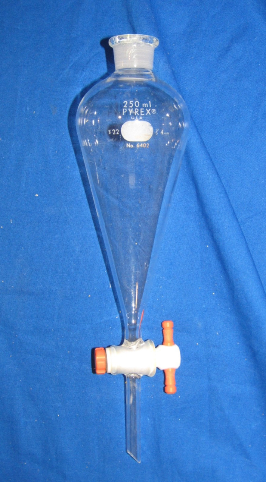 Pyrex 250ml Separatory Funnel #22 Stopper Neck #6402