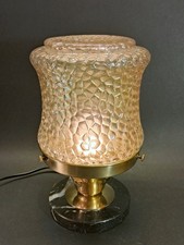 Jugendstil / Art Déco - Lampe aus Marmor, Messing und irisierendem Glas um 1920
