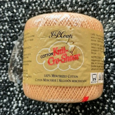J&P Coats Knit-Cro-Sheen Crochet Thread Camel A-64 package slightly opened