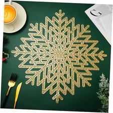 Gold Placemats Set of 6 Christmas Party Favor 15 Inch Winter Place Snowflake