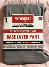 NWT WRANGLER FIVE STAR PREMIUM MIDWEIGHT GRAY POLY/SPANDEX BASE LAYER PANT - XL
