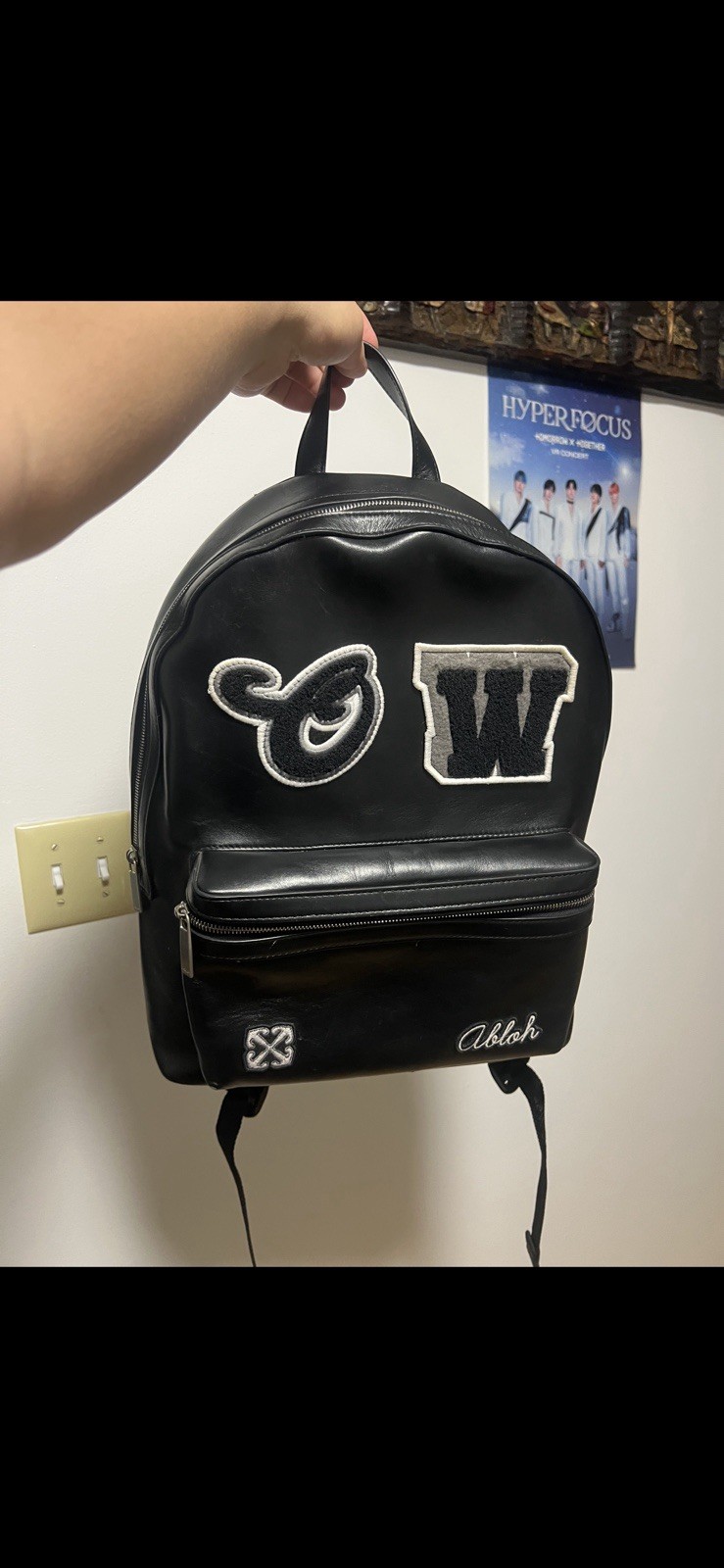 Off White Leather Backpack W/varsity Patches - image 1