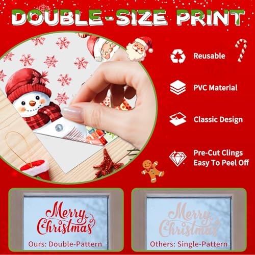 9 Sheets Christmas Window Stickers - Festive Holiday Lights, Christmas Lights