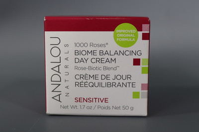 Andalou Naturals 1000 Roses  Biome Balancing Day Cream  Sensitive  17 oz (50 g)