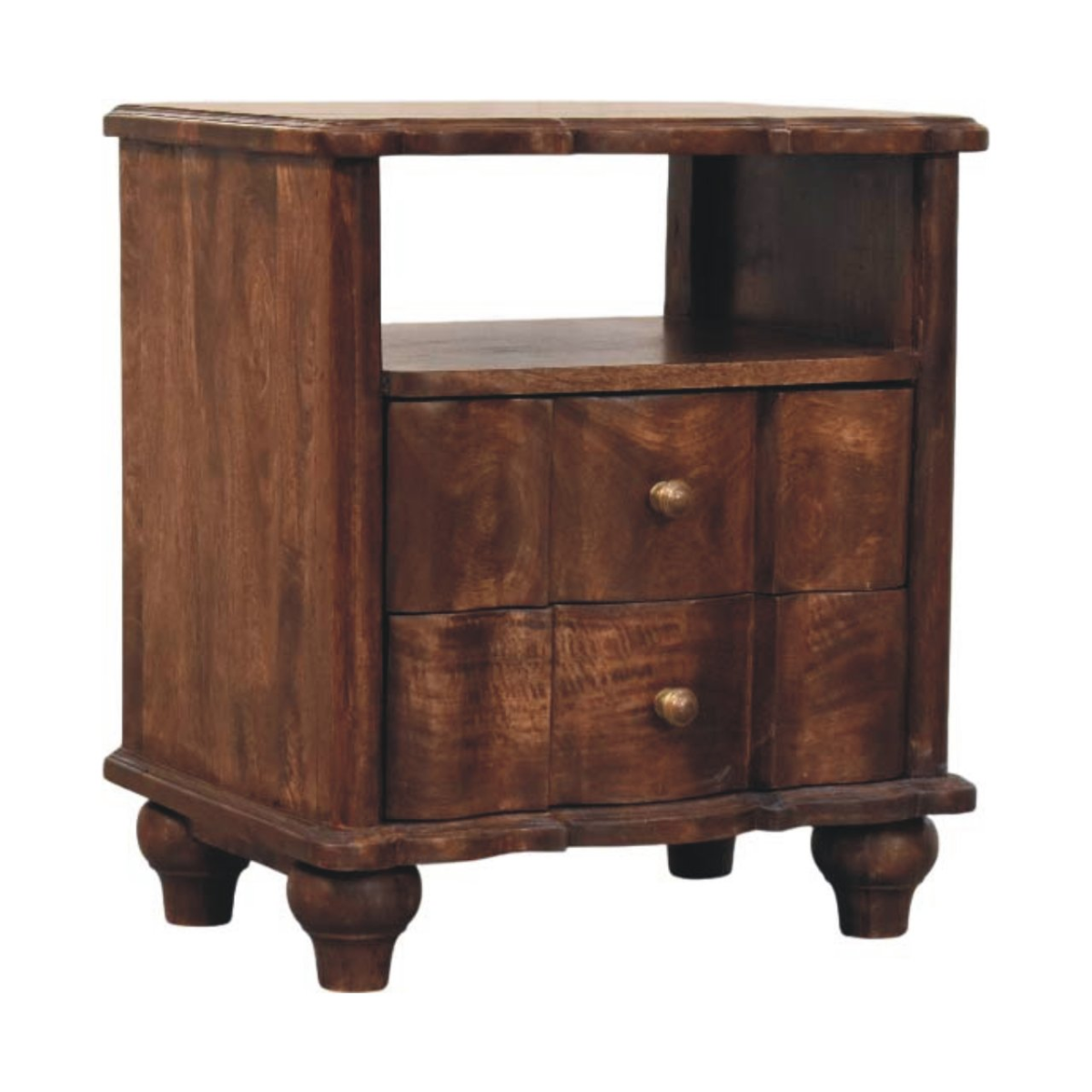 Artisan Furniture Solid Wood 2-Drawer Bedside With Open Shelf - Brown - Image 2