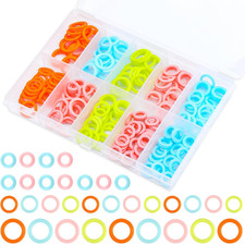 220 Pcs Knitting Stitch Marker, Random Colors O-Rings with Storage Box, Plastic
