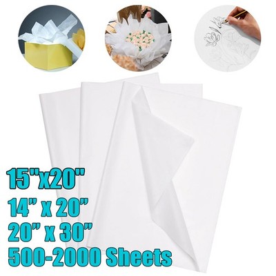 500-2000 White Tissue Paper 14''x20'' 15''x20'' 20''x30'' Gift Wrapping Packing Paper