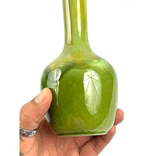 VTG Avocado Green 2 Toned Pottery Bud Vase 7” 1970s - Picture 7 of 9