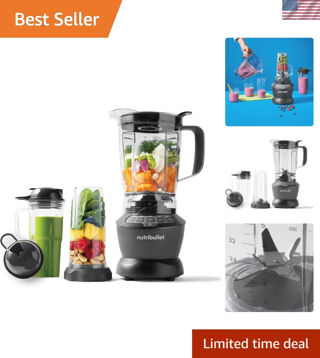 Full-Size Blender Combo 1200W – - Dark Gray