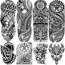 Tribal Tattoo Sleeves for Men, 8-Sheet Large Temporary Tat