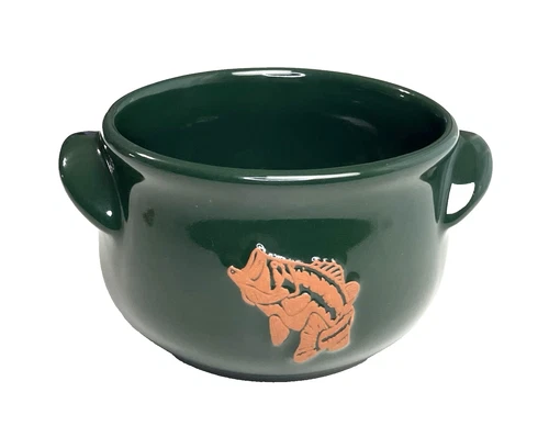 Vintage Frankoma Pottery Bass Fish Bowl Green