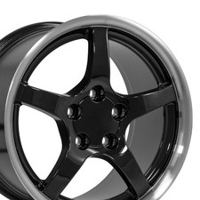 17 Rim Fits Corvette Camaro C5 Wheel Cv05 Deep Dish Black Machined Lip 17x9.5