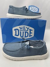 NEW Women  s Hey Dude light blue denim stretch canvas WENDY 6 7 8 casual shoe 65