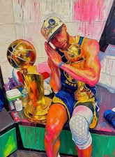 Stephen Curry NBA Finals MVP Warriors Painting Art Card Print Artist Signed 6/30