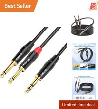1/4 Inch TRS Stereo to Dual 1/4 Inch TS Insert Y-Splitter Cable 3.3 Feet