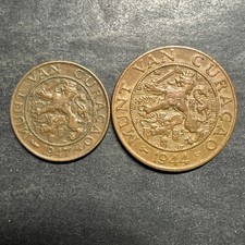 Curacao 1944 1947 Lot 2 1/2 1 Cents Bronze Dutch Caribbean 500K Mint World Coin